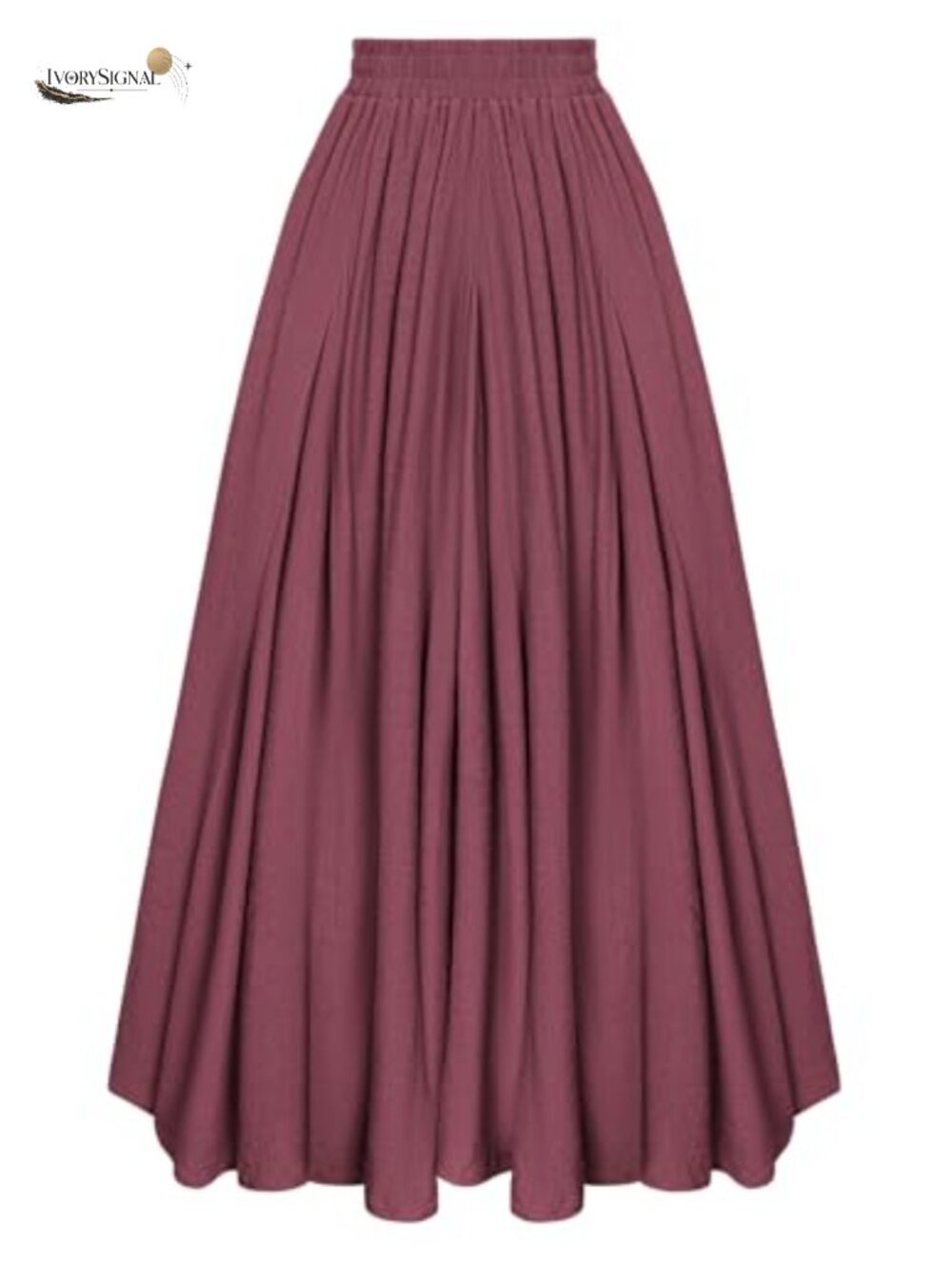 Flowy Boho Renaissance Maxi Skirt A-Line Elastic Waist Pockets